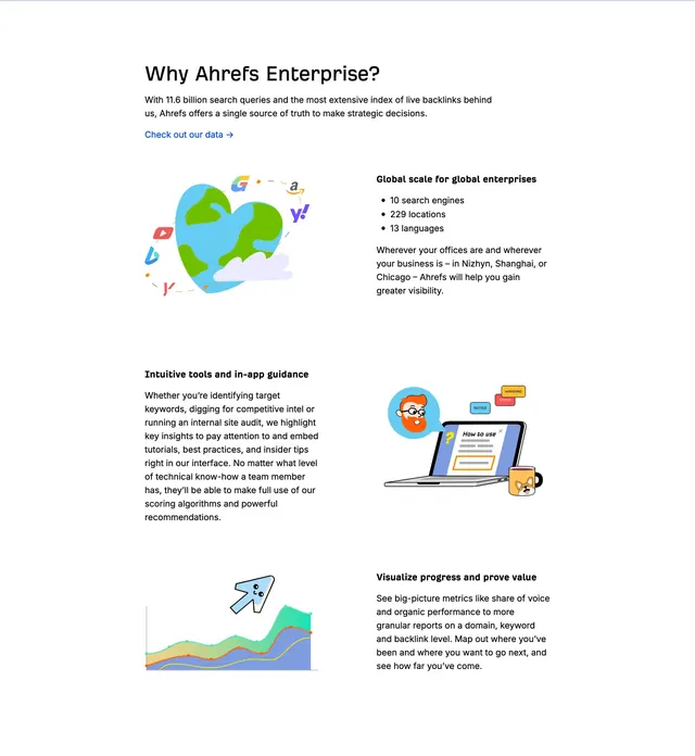 Ahrefs Enterprise why section, minimal, light-mode, light