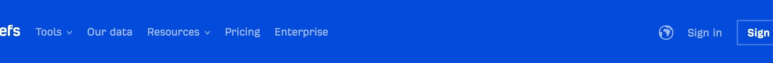 Ahrefs primary navigation bar, minimal, corporate-clean, vibrant