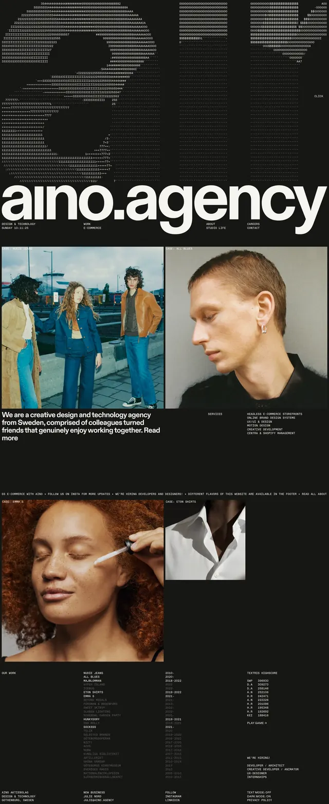 Aino Agency Portfolio, brutalist, minimal, high-contrast