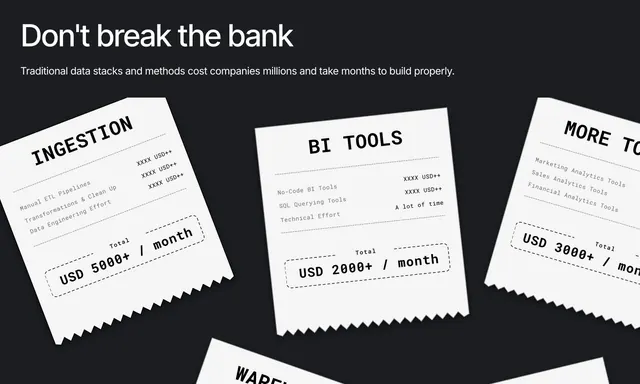 Airbook receipt cost-comparison value prop, dark-mode, minimal, dark