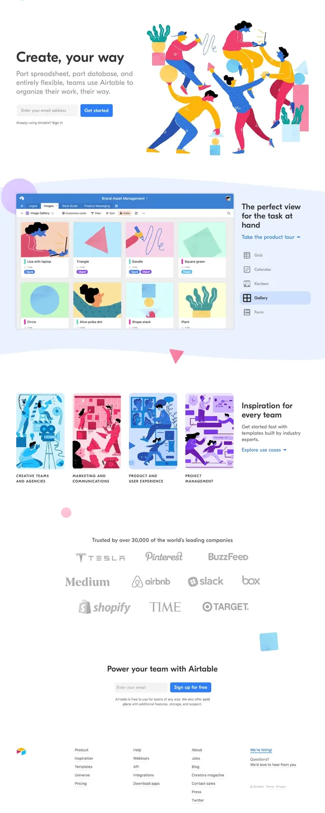 Airtable Landing Page, corporate-clean, playful, light