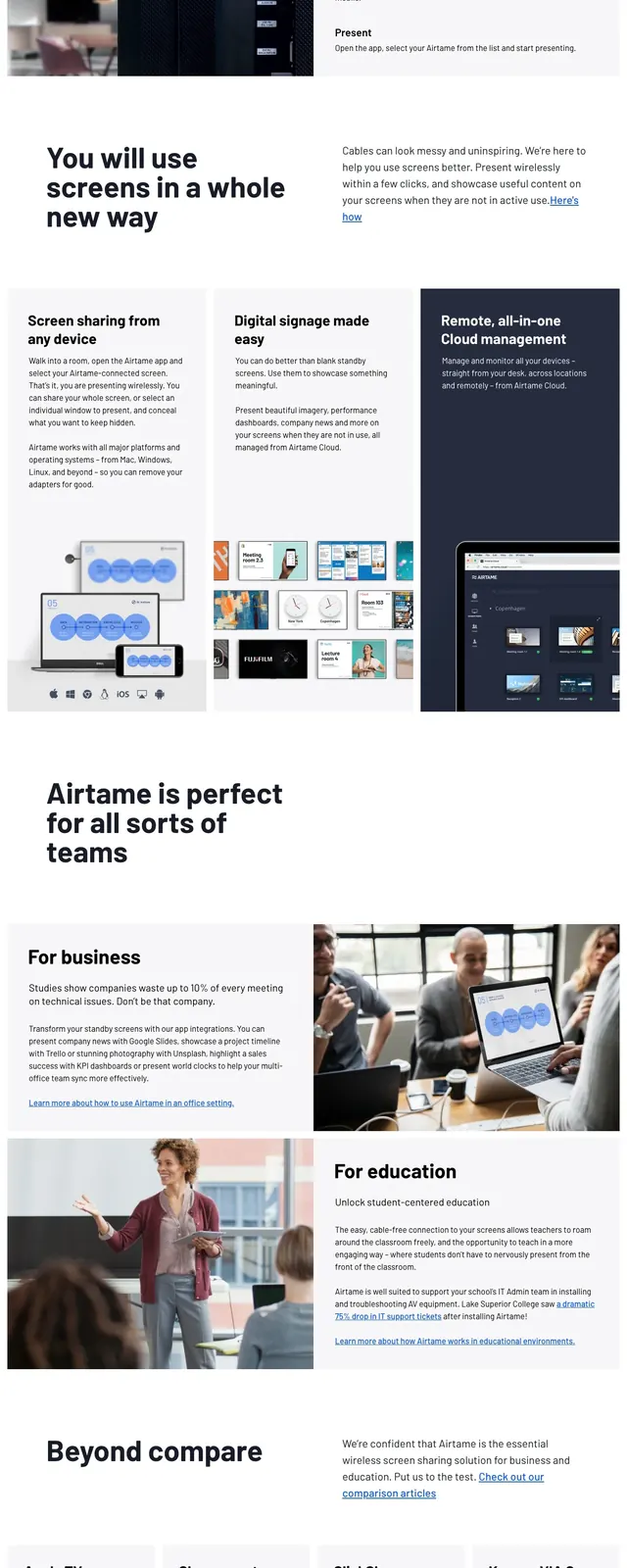 Airtame Corporate Landing Page, corporate-clean, minimal, light