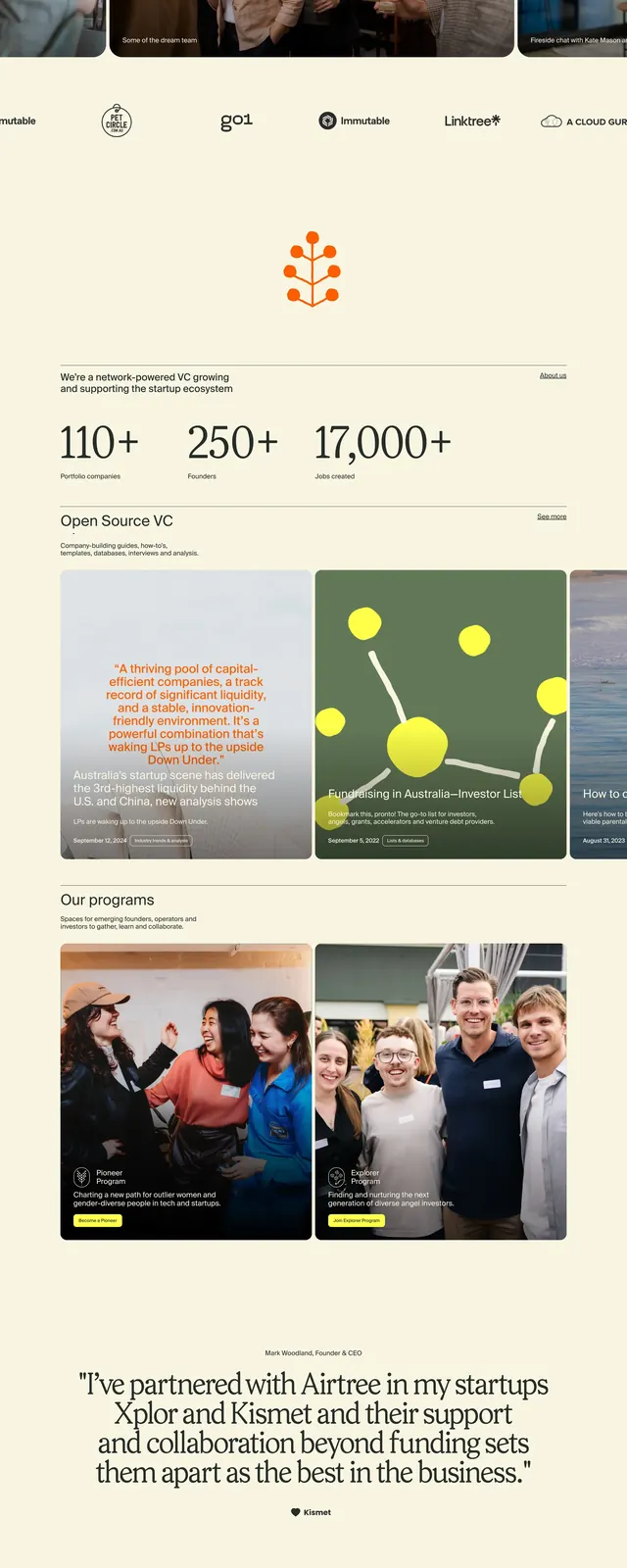 Airtree VC Landing Page, minimal, corporate-clean, light