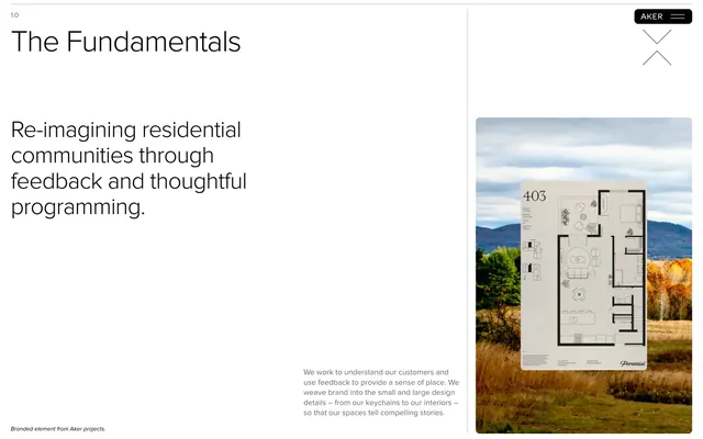 Aker Fundamental Page Section Hero, minimal, editorial, light