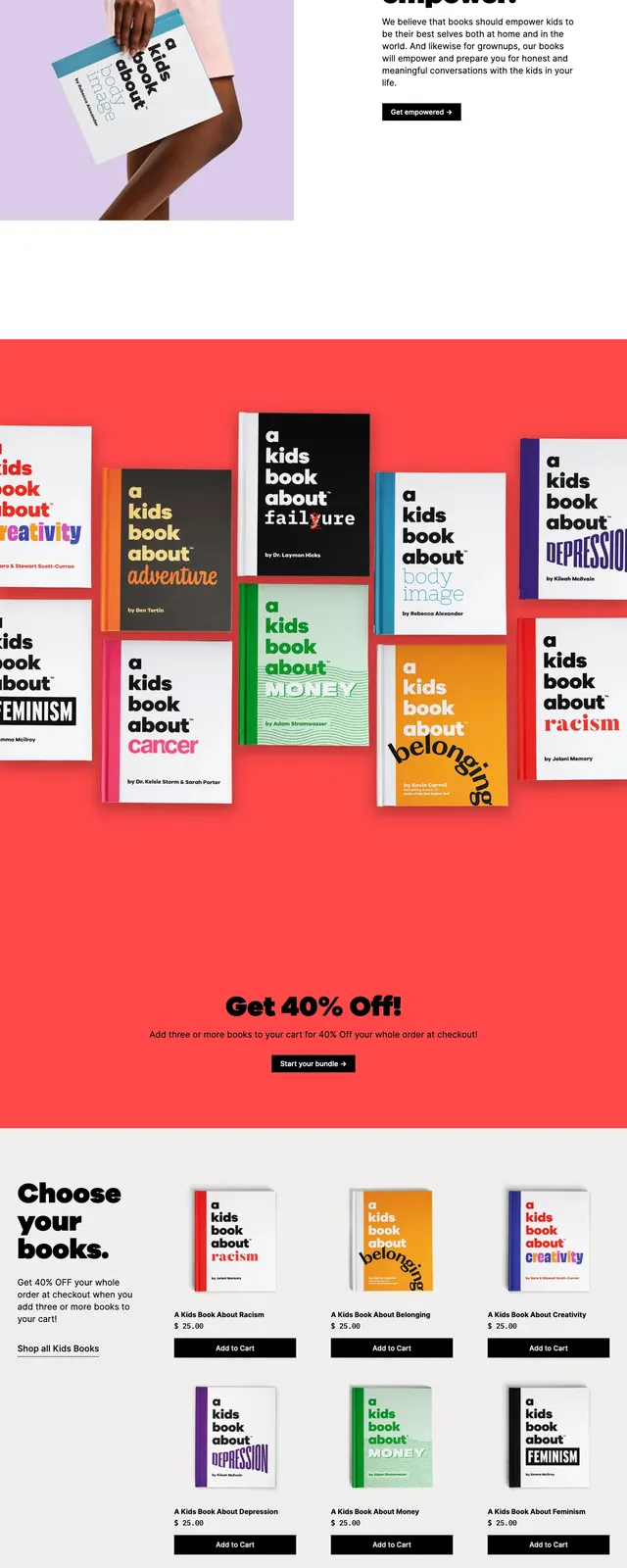 Akidsbookabout Landing Page, playful, minimal, vibrant