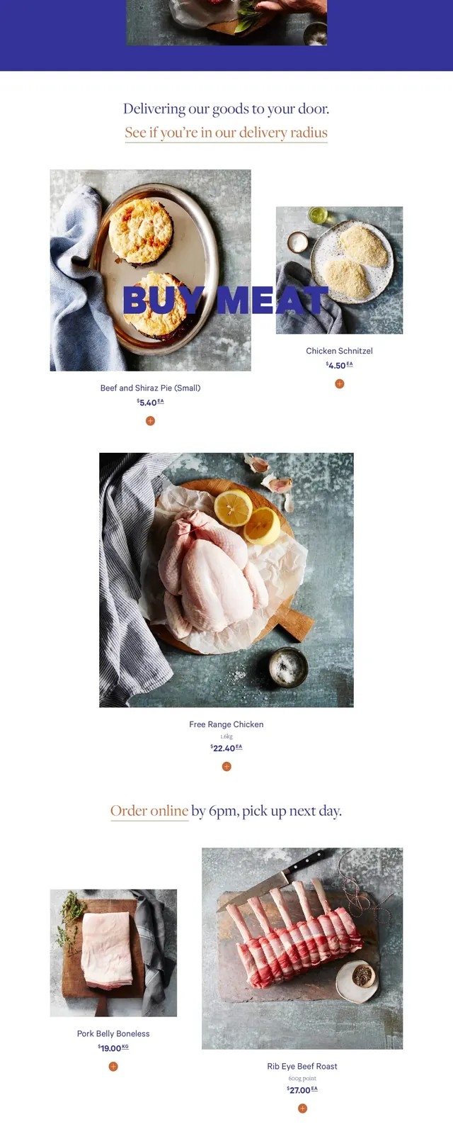 Albert & Power Butchery Landing Page, minimal, editorial, high-contrast