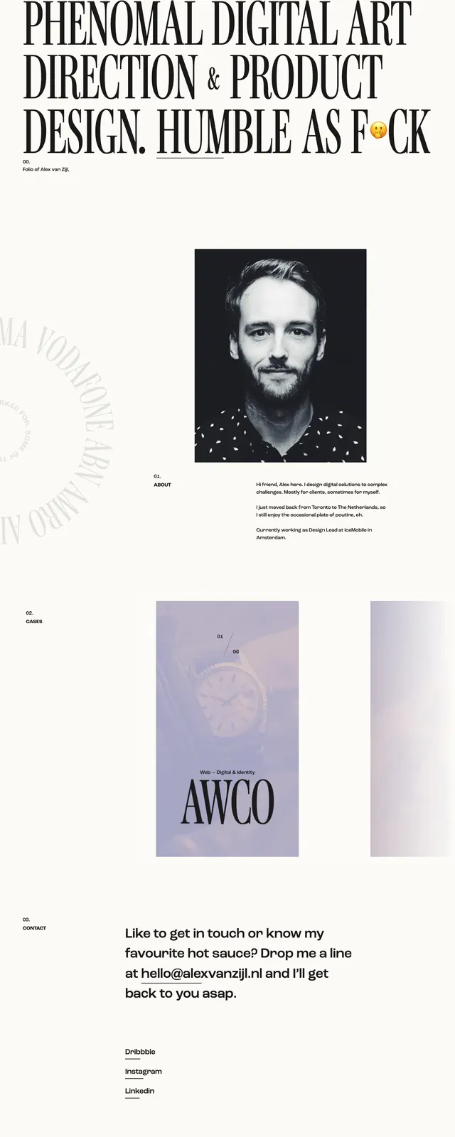 Alex van Zijl Portfolio, minimal, brutalist, high-contrast