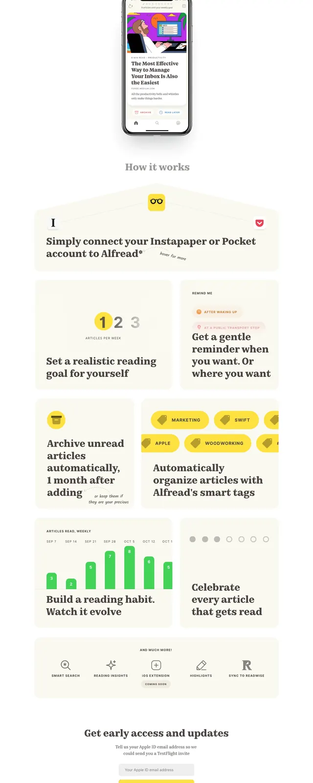 Alfread App Landing Page, minimal, light-mode, light