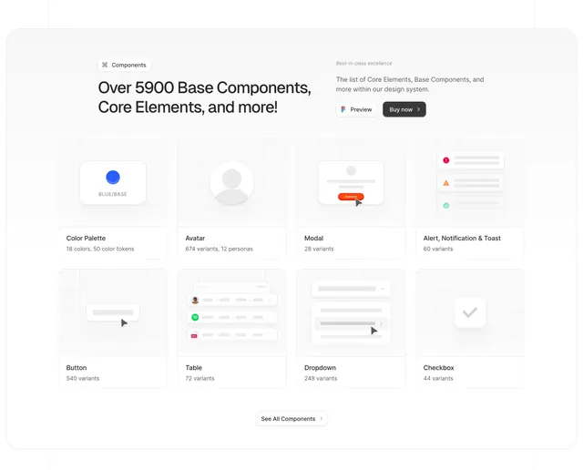 AlignUI components grid showcase, minimal, light-mode, light