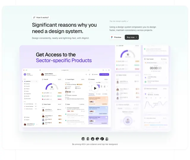 AlignUI how-it-works with dashboard video card, minimal, light-mode, light
