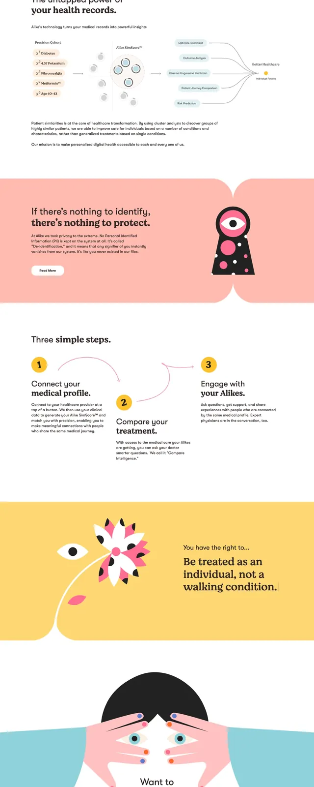 Alike Health Landing Page, playful, organic, vibrant