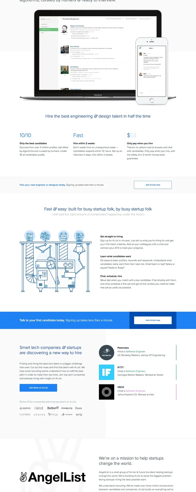 A-List Tech Talent Landing Page, minimal, corporate-clean, light