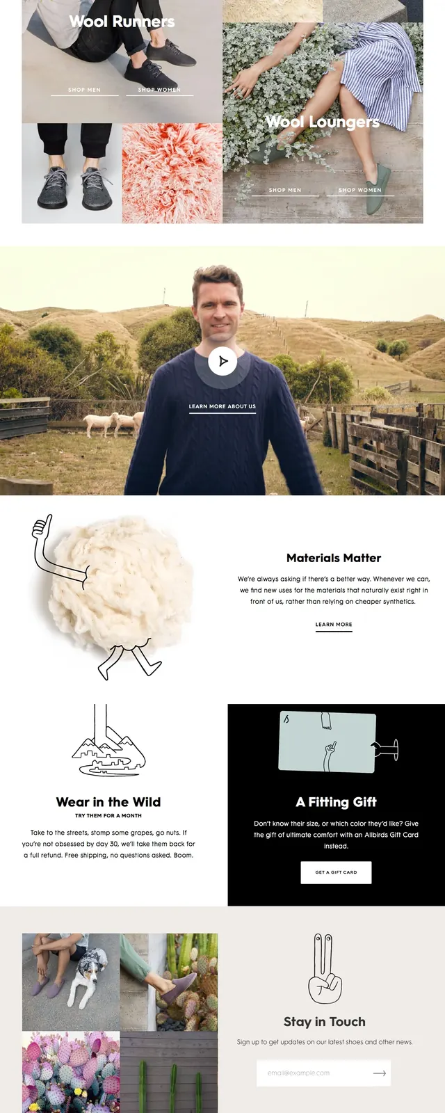 Allbirds E-commerce Landing Page, minimal, organic, light
