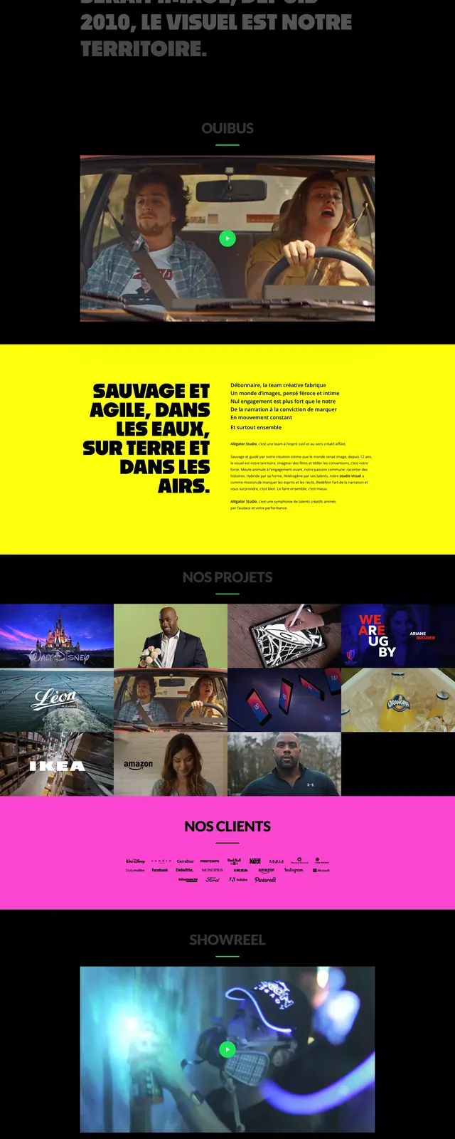 Alligator Studio Portfolio, brutalist, dark-mode, dark