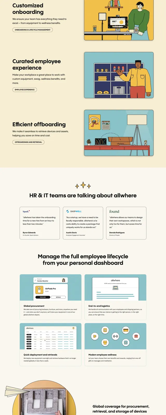 Allwhere Landing Page, corporate-clean, illustrated, light