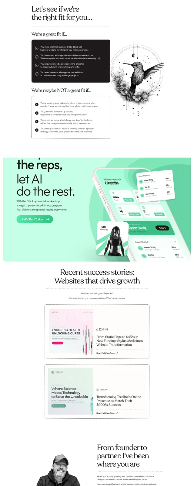 Wellness Agency Landing Page, minimal, editorial, light