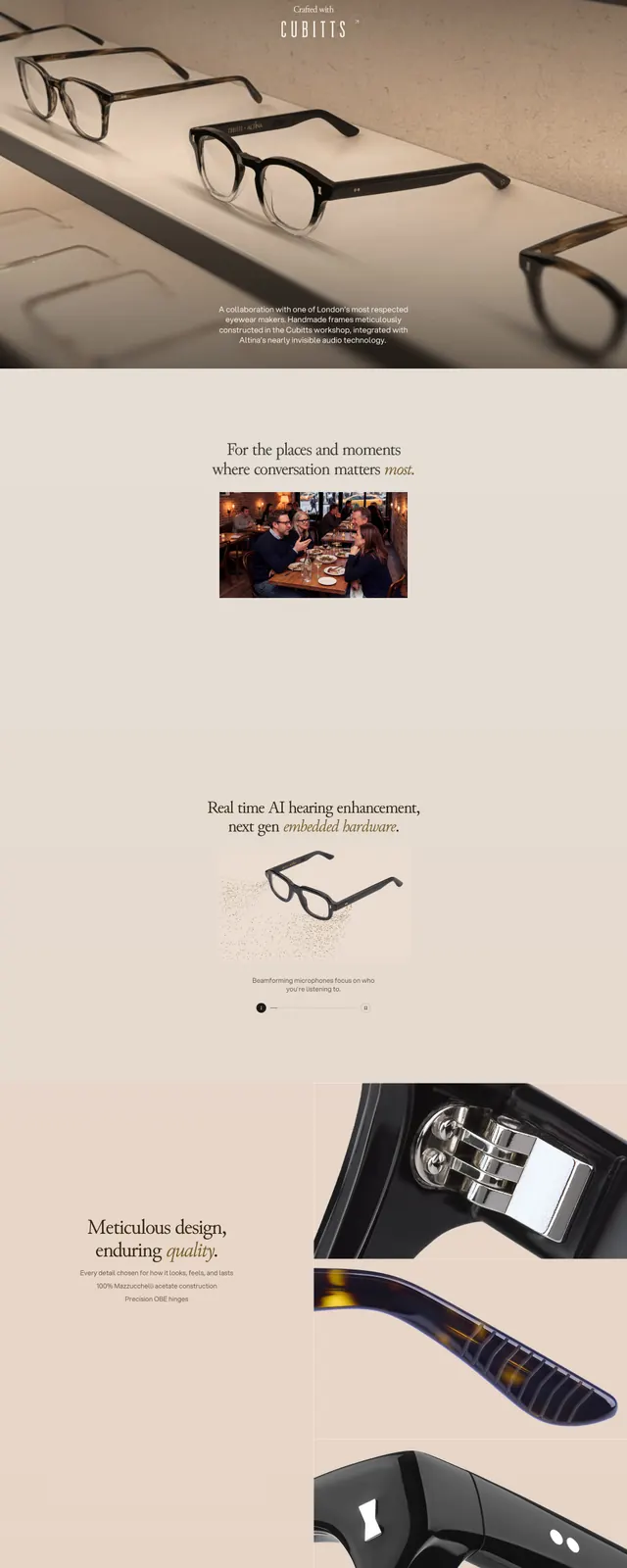 Altina Hearing Enhancement Landing Page, minimal, luxury, muted