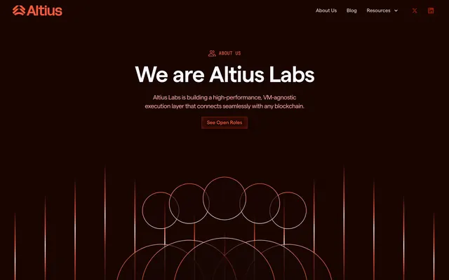 Altius company about hero with vector network, dark-mode, minimal, dark