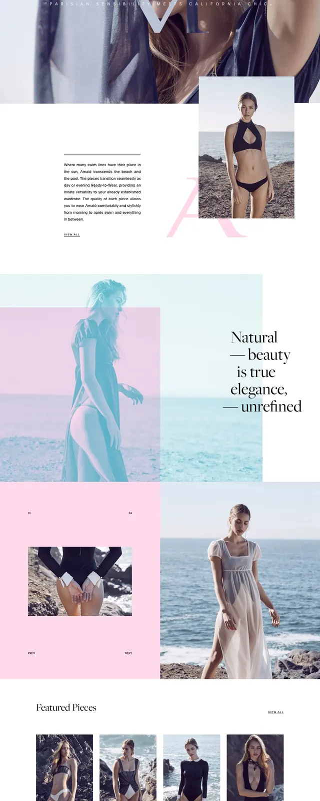 Amaioswim Editorial Landing Page, editorial, minimal, pastel