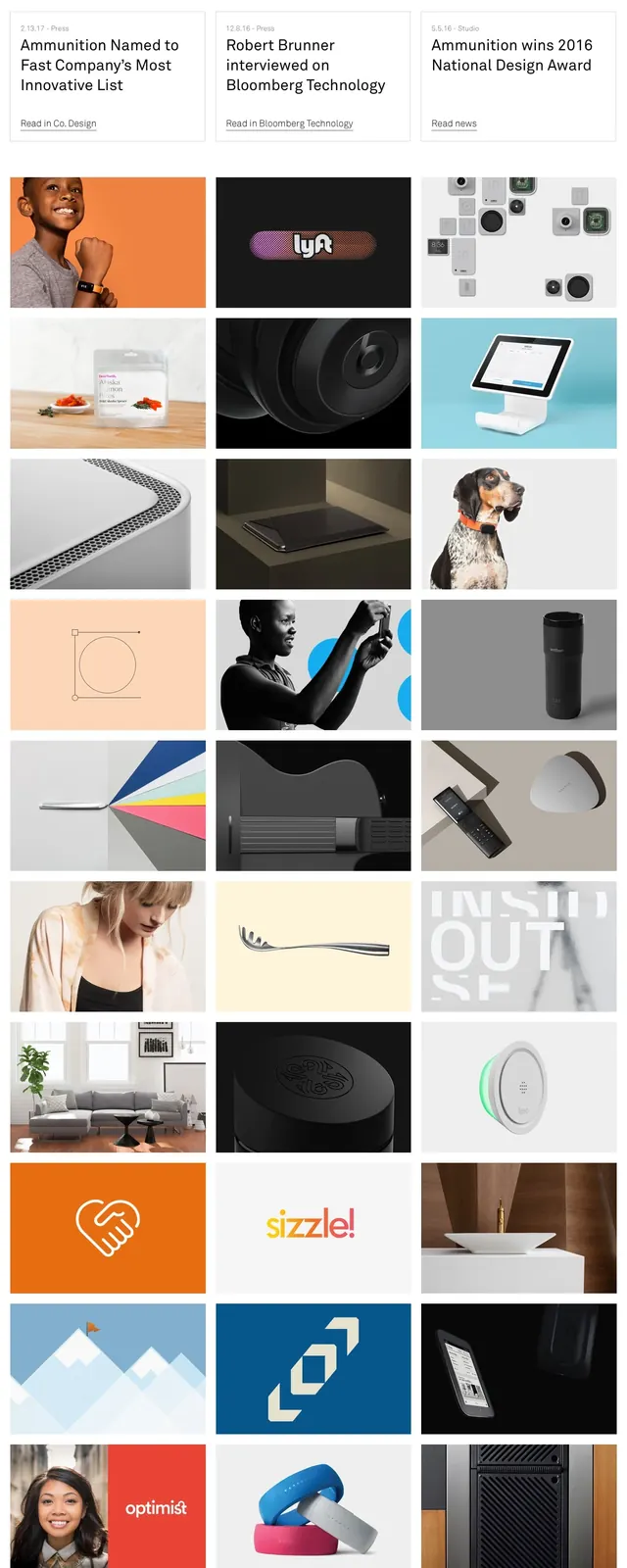 Ammunition Group Portfolio, minimal, editorial, light