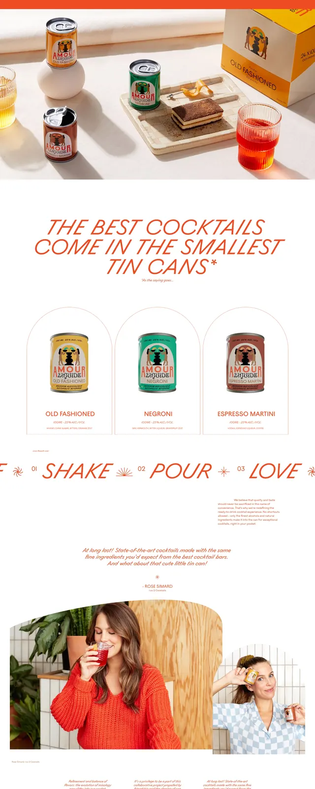 Amour Liquide Cocktail Landing Page, retro, playful, vibrant
