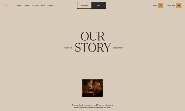 Amrit Palace Brand History Hero Design, minimal, light-mode, light