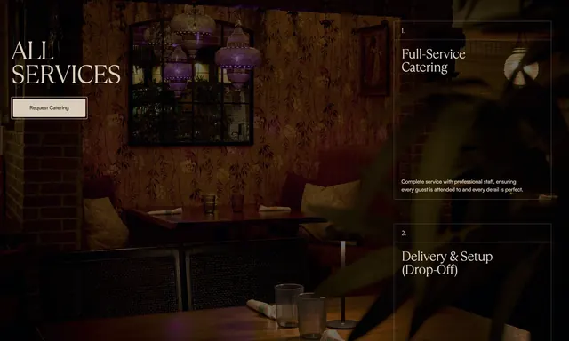 Amrit Palace Catering Feature Design, dark-mode, editorial, dark