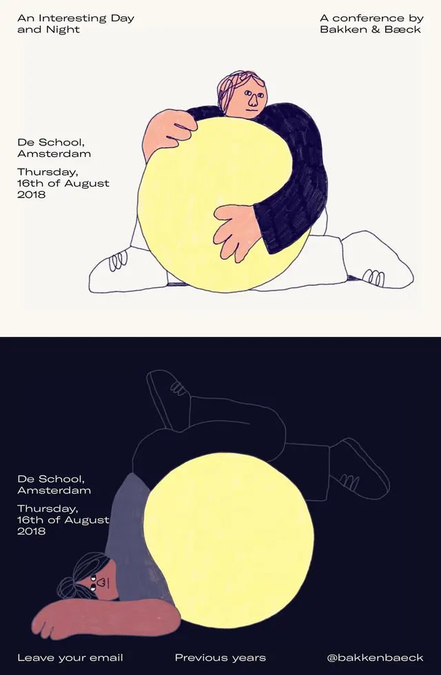 An Interesting Day & Night Event Page, playful, illustrated, high-contrast