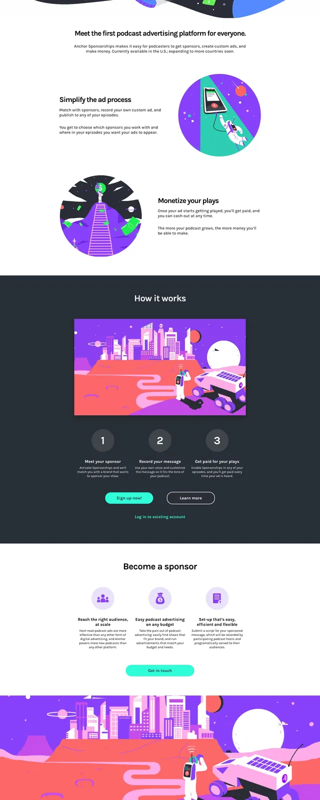 Anchor Sponsorships Landing Page, playful, illustrated, vibrant