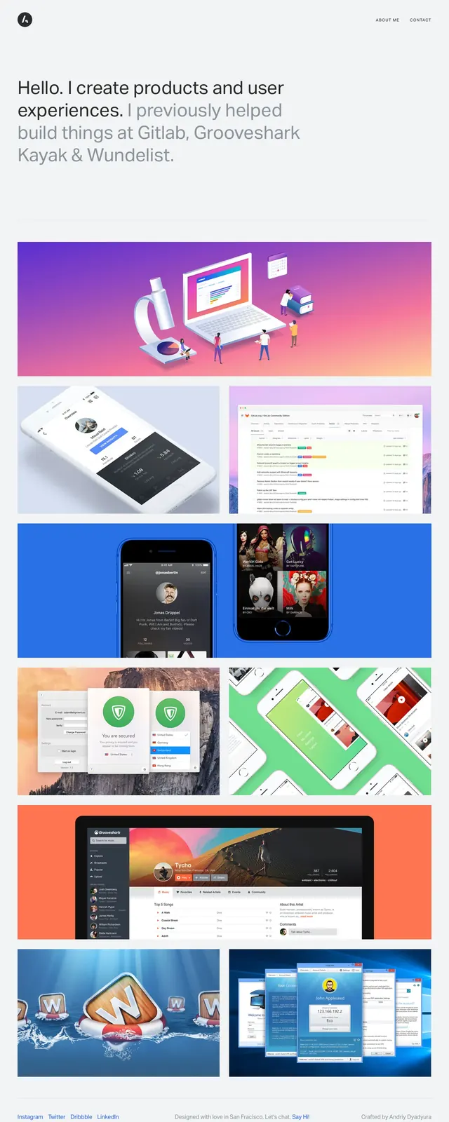 Andriy Portfolio Landing Page, minimal, editorial, light