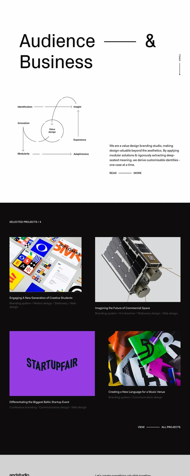 Andstudio Portfolio Landing Page, minimal, swiss, high-contrast