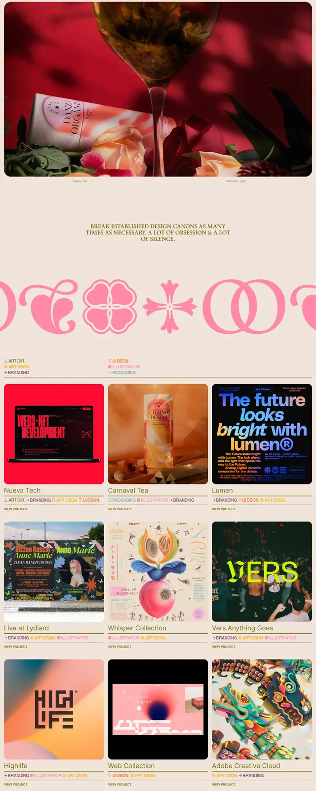 Angello Torres Portfolio, neo-brutalist, playful, vibrant