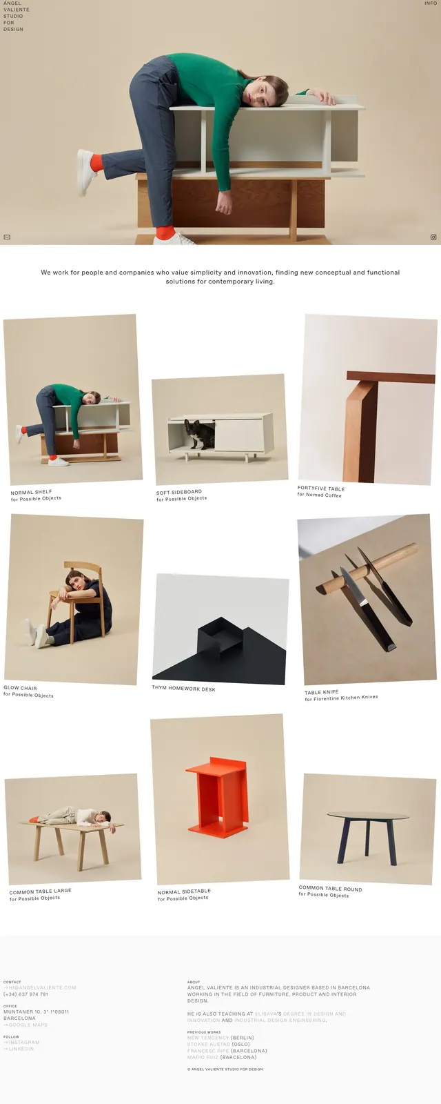 Angelvaliente Industrial Design Portfolio, minimal, editorial, light