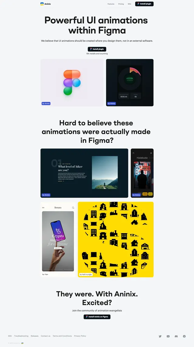 Aninix Figma Animation Plugin, minimal, corporate-clean, light