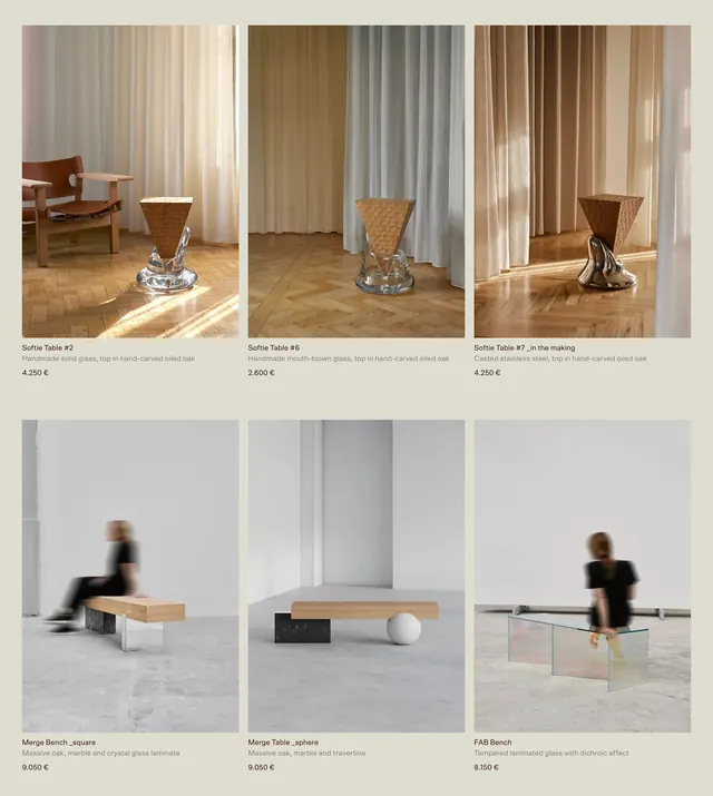 Anne Boysen product grid with pricing, minimal, light-mode, light