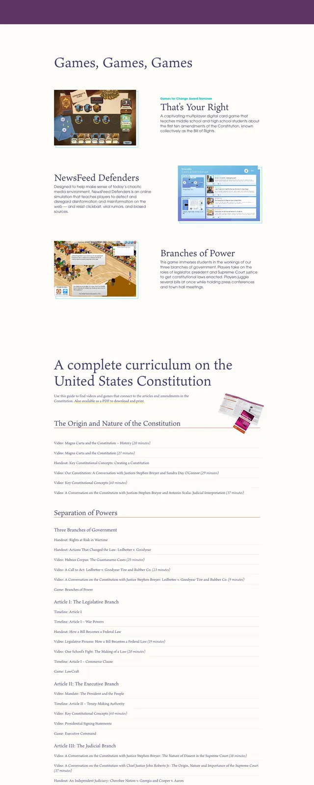 Annenberg Classroom Educational Portal, minimal, editorial, light