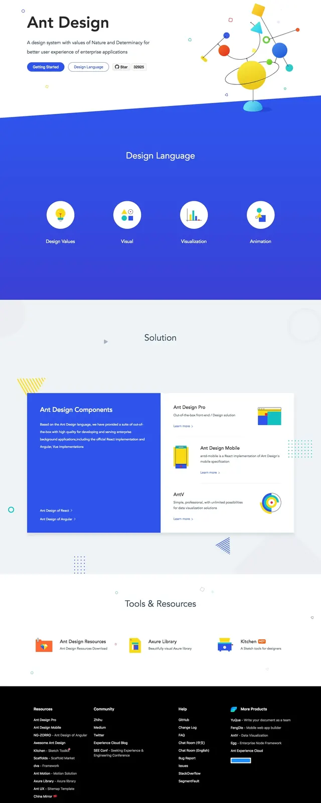 Ant Design System Landing Page, corporate-clean, minimal, light