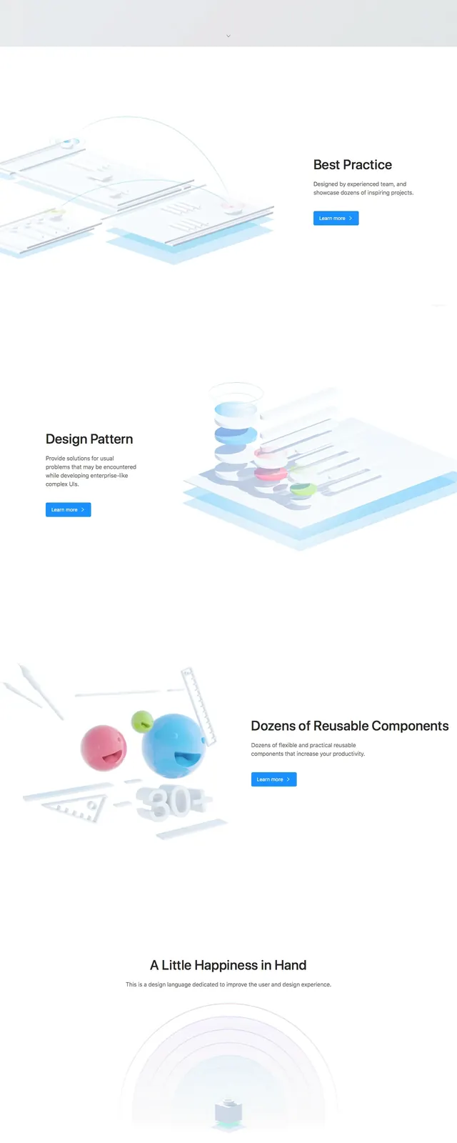 Ant Design Landing Page, corporate-clean, minimal, light