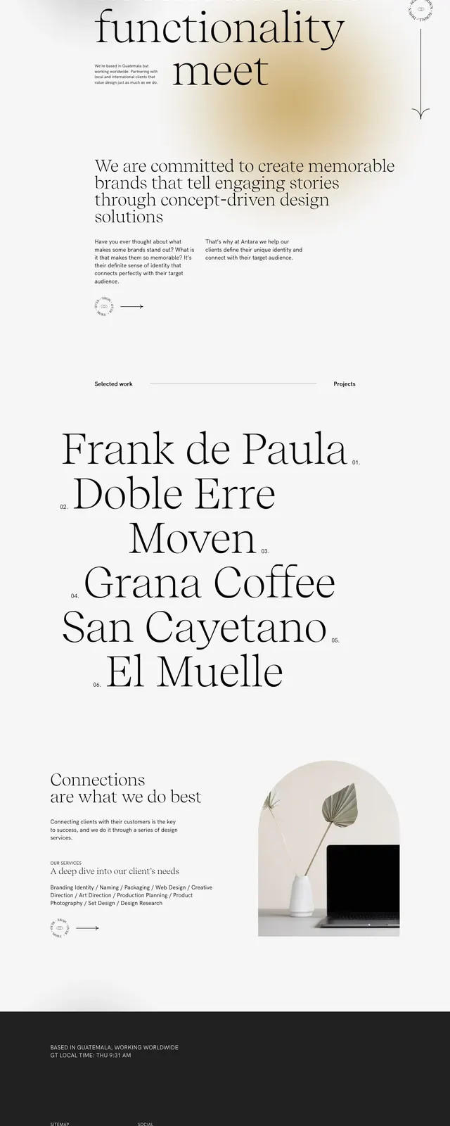 Antara Studio Portfolio, editorial, minimal, muted