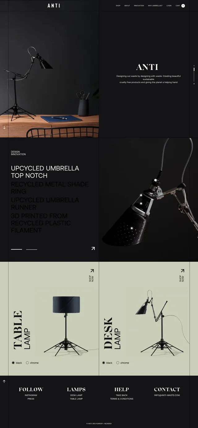 Anti Waste Sustainable Lighting, minimal, editorial, high-contrast