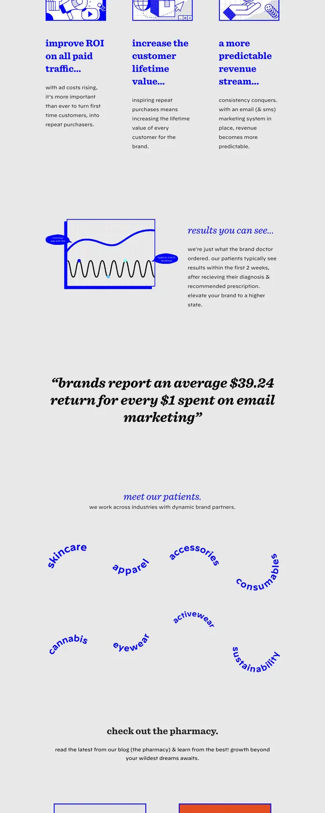Antidote Agency Landing Page, minimal, editorial, vibrant
