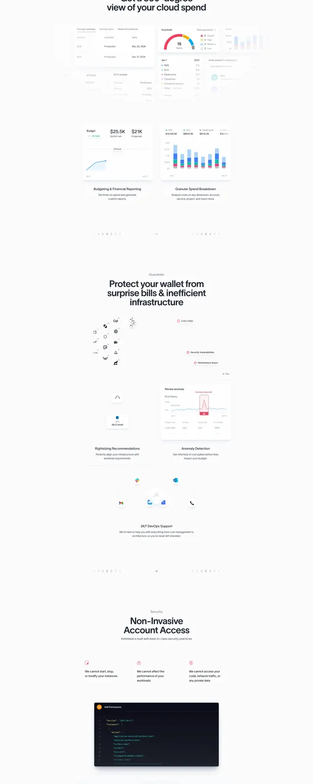 Antimetal AWS Cost Optimizer, corporate-clean, minimal, light