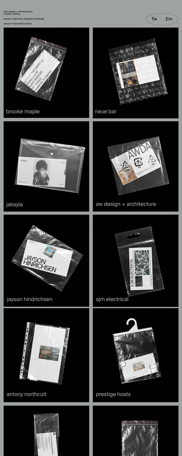 Brutalist Portfolio Grid, brutalist, minimal, dark