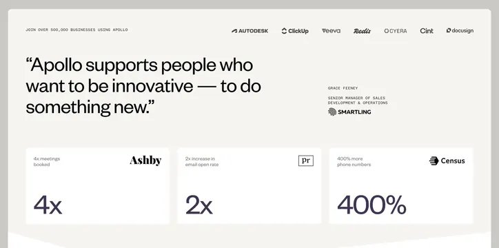 Apollo Value Proposition Section, minimal, editorial, light
