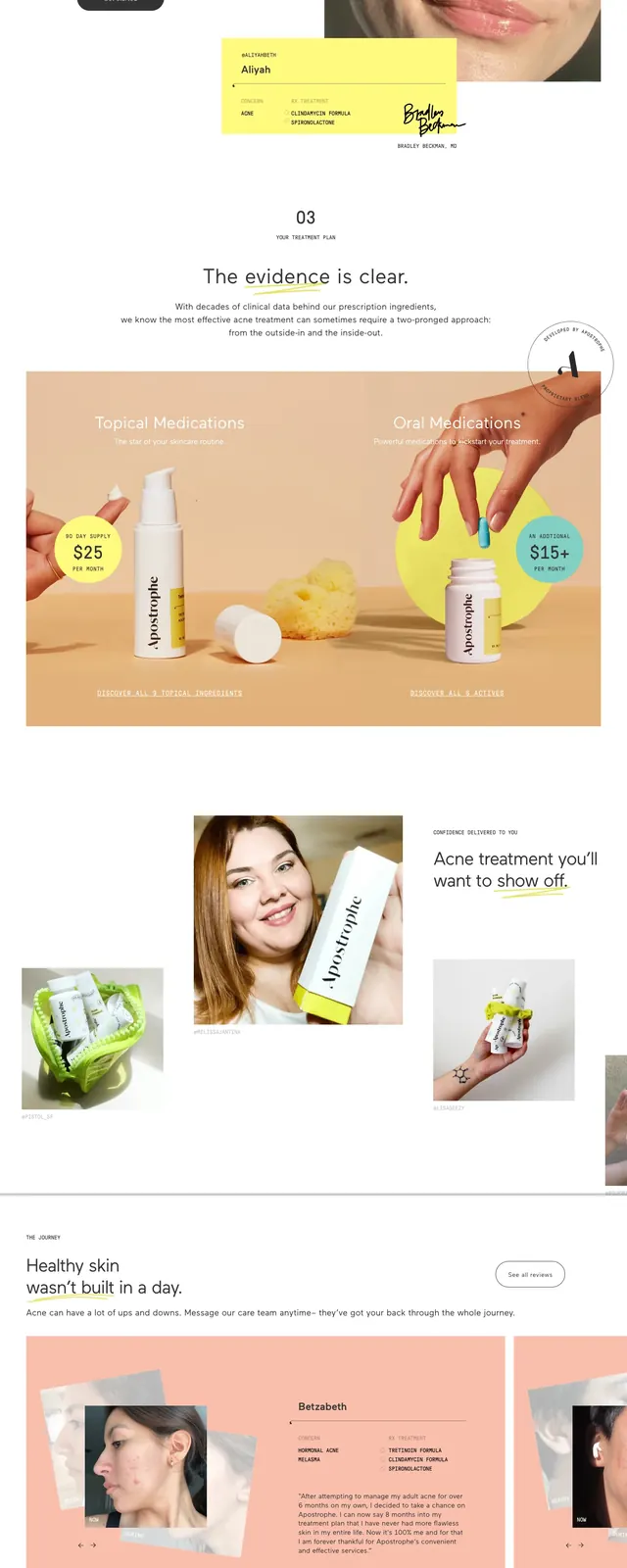 Apostrophe Skincare Landing Page, minimal, editorial, light