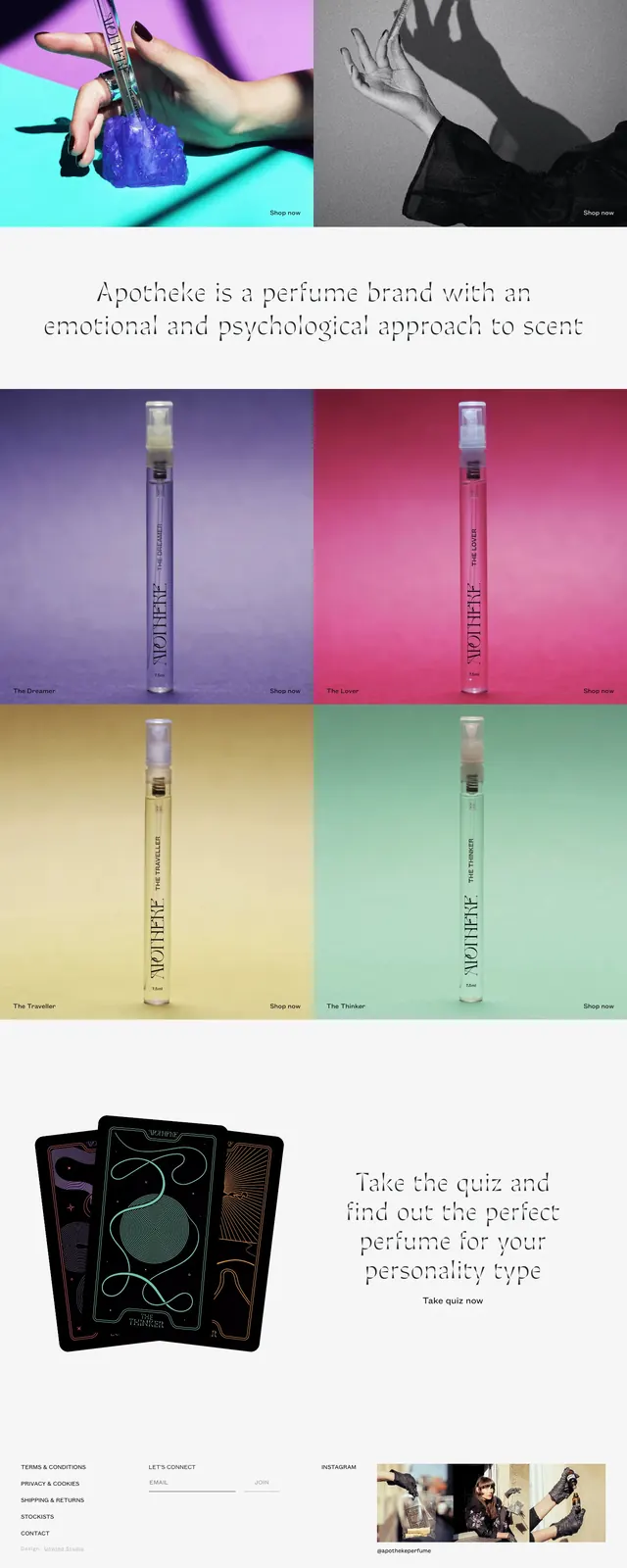 Apotheke Perfume Landing Page, editorial, luxury, vibrant