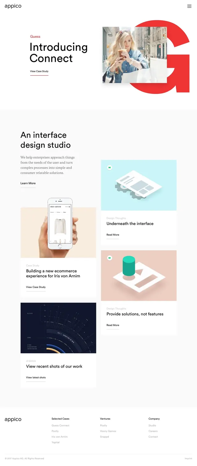 Appico Agency Landing Page, minimal, editorial, high-contrast