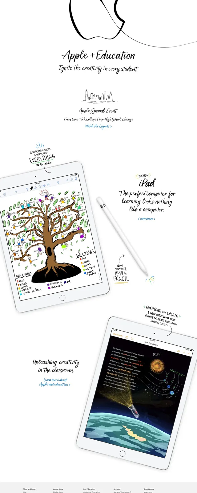Apple Education Landing Page, minimal, light-mode, light