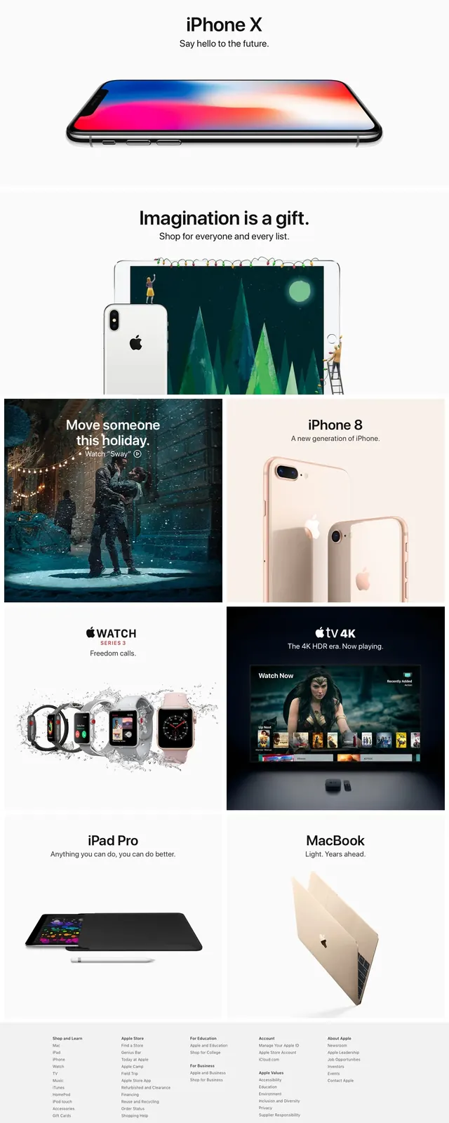 Apple Product Showcase Landing Page, minimal, corporate-clean, light