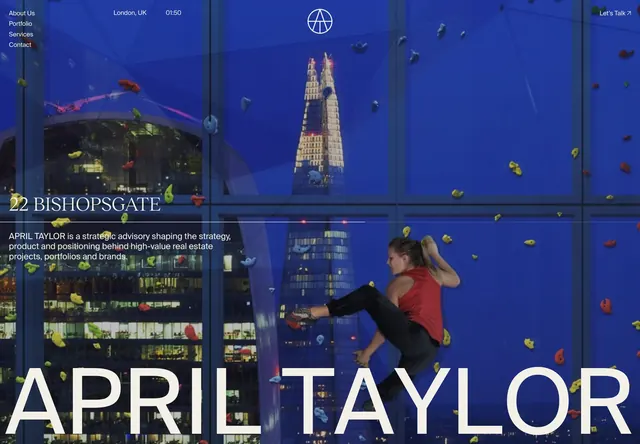 April Taylor climbing skyline hero, minimal, dark-mode, dark